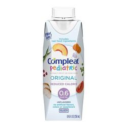 Compleat Pediatric Original Reduced Calorie 0.6 Pediatric Tube Feeding Formula Unflavored 8.45 oz. Reclosable Carton Liquid Real Food Ingredients (805
