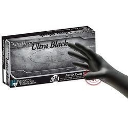 NitriDerm Ultra Black Exam Glove Medium NonSterile Nitrile Standard Cuff Length Textured Fingertips Black Chemo Tested / Fentanyl Tested (874674_CS)