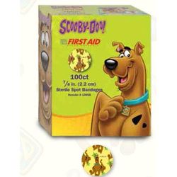 American White Cross Adhesive Spot Bandage 7/8 Inch Plastic Round Kid Design (Scooby Doo) Sterile (934479_BX)