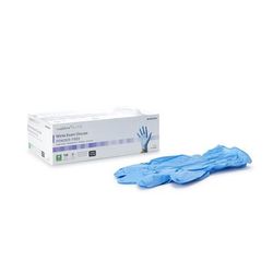 McKesson Confiderm 6.5CX Exam Glove Medium NonSterile Nitrile Extended Cuff Length Textured Fingertips Blue Chemo Tested (921607_BX)