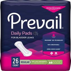 Prevail Daily Pads Bladder Control Pad 7-1/2 Inch Length Light Absorbency Polymer Core One Size Fits Most (572727_CS)