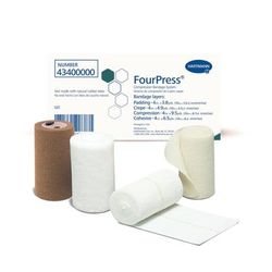 FourPress 4 Layer Compression Bandage System Multiple Sizes Self-adherent / Tape Closure Tan / White NonSterile 30 to 40 mmHg (1235801_CS)