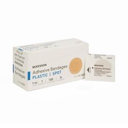 McKesson Adhesive Spot Bandage 1 Inch Plastic Round Tan Sterile (466877_CS)