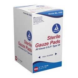 Dynarex Gauze Sponge 2 X 2 Inch 12-Ply Sterile 1 per Pack (867178_CS)