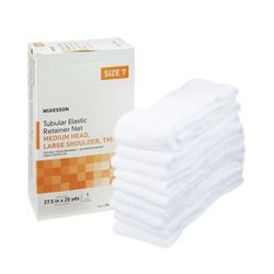 McKesson Elastic Net Retainer Dressing Tubular Elastic 27-1/2 Inch X 25 Yard (69.9 cm X 22.9 m) Size 7 White Medium Head / Large Shoulder / Thigh NonS