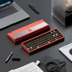 Aluminum Mechanical Keyboard Kit With RGB Wireless Bluetooth And Gasket Mount red
