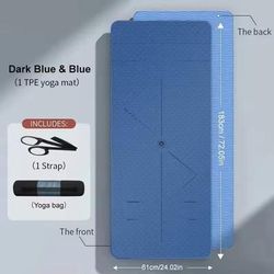 Non Slip Yoga Mat Eco Friendly Pilates Exercise Mat With Carry Bag 24 In Blue