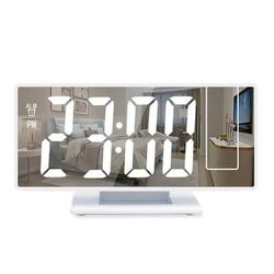 180 Degree LED Projection Alarm Clock With Time And Temperature Display white