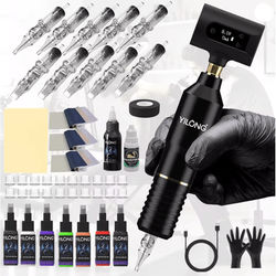 Wireless Tattoo Kit With Rotary Tattoo Machine And Cartridge Needles For Beginners And Professionals black Kit 3
