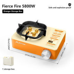 Portable Camping Gas Stove 5800W High Firepower Outdoor Cassette Burner, Windproof Design For Picnic, Hiking, Trekking orange