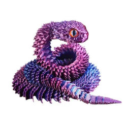 3D Printed Snake Movable Joint Fidget Toy, Realistic Simulation Snake Figurine For Office Desktop & Stress Relief purple