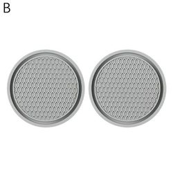 Diamond Rhinestone Car Cup Holder Pad Non slip Rubber Coaster Mat, Anti skid 7cm Auto Interior Bottle Holder Insert gray 2pcs