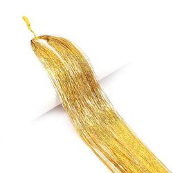 Long Sparkle Hair Tinsel Extension, Glitter Shiny Strands For Women Braiding, Headdress, Party, Hippie Hair Accessory 2 22inches 55cm
