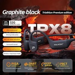 POLVCDG X16 Bone Conduction Waterproof Headphones 32GB Bluetooth 5.4 graphite Black x16