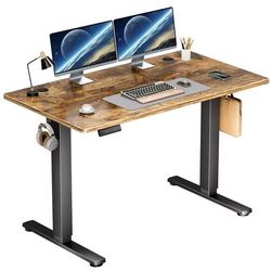 Electric Standing Desk Height Adjustable 40x24 Inch Sit Stand Workstation Ergonomic Table antique Wood Color
