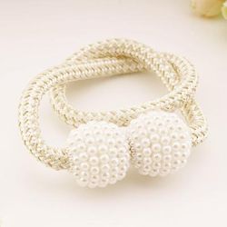 4Pcs Magnetic Curtain Clip, Pearl Ball Curtains Holder Tieback, Room Accessories For Home Decor, Hanging Ball Buckle cream colored