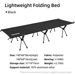 Folding Camping Bed, Portable Outdoor Sleeping Cot For Adults & Kids black