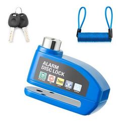 Motorcycle Alarm Disc Brake Lock Waterproof Anti Theft blue