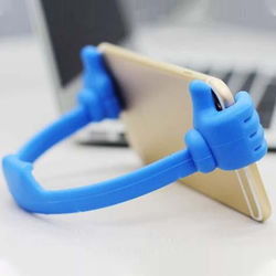 Thumbs Up Cell Phone Holder Retractable Silicone Phone Stand Blue