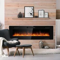 Modern 60 Inch Electric Fireplace, Ultra Thin Design With 2 Heat Settings Modern 60 Inch Electric Fireplace, Ultra Thin Design With 2 Heat Settings