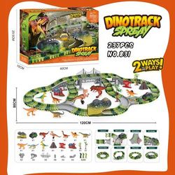 Dinosaur Track Electric Dinosaur Car, Light Up Mountain Road Rail Toy For Kids 237pcs