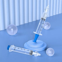 Silicone Baby Nasal Aspirator Reusable Infant Nose Cleaner Syringe And Nasal Irrigator 2 Pcs Blue