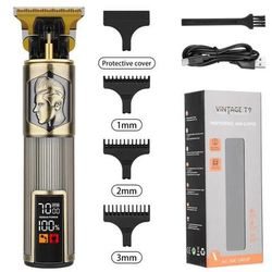T9 Vintage Hair Clippers For Men, LED Electric Trimmer, Dragon Carved Beard Shaver & Hair Cutting Machine For Home style 3