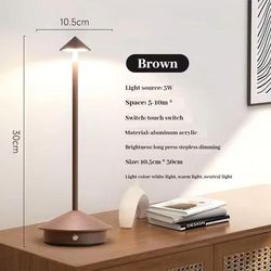 Rechargeable Touch Control LED Table Lamp For Dining And Desk Decor brown usb Plug