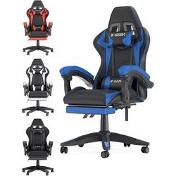 Ergonomic Gaming Chair With Footrest, Lumbar Support & Adjustable Height blue
