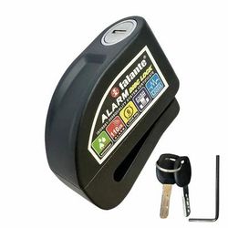 Motorcycle Bicycle Lock Alarm Anti Theft Safety Protection Padlock With Disc Alarm, Waterproof Aluminum Alloy Reminder black