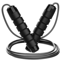Adjustable Jump Rope For Workouts Steel Wire, Tangle Free Skipping Exercise For Home & Gym black