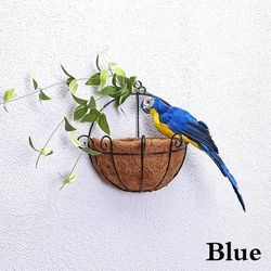 Creative Handmade Simulation Parrot, Realistic Feather Bird Garden Decor & Lawn Ornament blue 9 inch