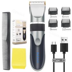 Professional Cordless Hair Clipper And Trimmer For Men And Kids silver