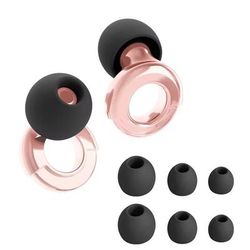 Quiet Reusable Ear Plugs With Multi Size Tips For Sleep, Work & Travel pink 38