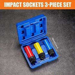 Drive Wheel Protector Impact Socket Set, Thin Wall Deep Sockets With Durable Plastic Sleeves 3pcs