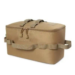 Camping Gas Canister Storage Bag, Foldable Outdoor Tool Organizer With Large Capacity, Ground Nail, Picnic Cookware khaki