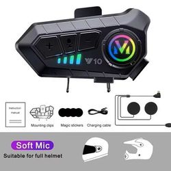 Motorcycle Helmet Bluetooth Headset Waterproof With Long Battery Life y10 Soft Mic