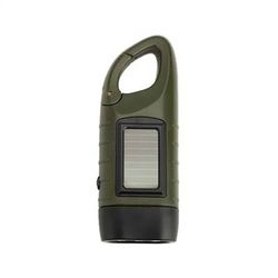 Solar Powered Hand Crank LED Flashlight, Long Range Portable Tent Light & Emergency Torch For Camping, Hiking Survival green