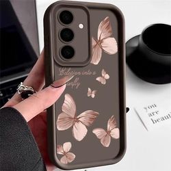 Trendy Gold Butterfly TPU Phone Case Stylish Protective Cover For Samsung Galaxy coffee for Samsung A55