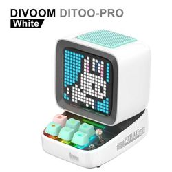 Divoom Ditoo Pro Retro Pixel Art Bluetooth Speaker With Smart Alarm And DIY LED Display, Gift For Home Light Decoration white