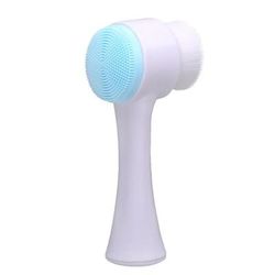3D Double Silicone Facial Cleansing Brush Manual Massage Face Wash Brush With Soft Bristles, Blackhead Remover blue
