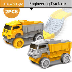 RoadFlex Electric Flexible Track Toy Childrens Interactive STEM Car Set 2pcs Engineering Car