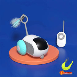 Interactive Smart Cat Toy Car With Auto And Remote Control Modes blue