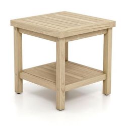 Premium Outdoor Side Table With Shelf, Solid Teak Wood End Table For Porch, Deck, Garden, Or Patio Use Premium Outdoor Side Table With Shelf, Solid Teak Wood End Table For Porch, Deck, Garden, Or Patio Use