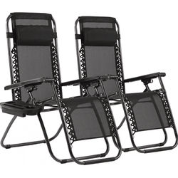 Zero Gravity Chair Lounge Chair Set, Foldable Lawn Chair Outdoor Recliner Deck Chairs With Adjustable Headrest Zero Gravity Chair Lounge Chair Set, Foldable Lawn Chair Outdoor Recliner Deck Chairs With Adjustable Headrest