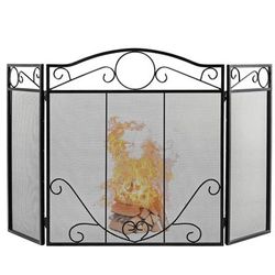 Decorative Fireplace Screen With Folded Fire Doors, Freestanding Mesh Fire Guard For Home Fireplace Safety Prevention Decorative Fireplace Screen With Folded Fire Doors, Freestanding Mesh Fire Guard For Home Fireplace Safety Prevention