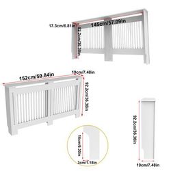 White Radiator Cover Wall Cabinet MDF, Modern Wood Cabinet Grill Cover For Living Room Decor l