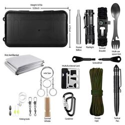 Professional Emergency Survival Kit Compact Tactical First Aid & Outdoor Gear For Camping, Hiking, And Wilderness Safe black