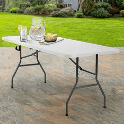 Folding Table Half Portable Picnic Table For Camping, Outdoor Parties & Events 6ft