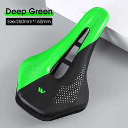 Comfortable Hollow Bike Saddle PU Leather Road Cycling Seat Cushion green
